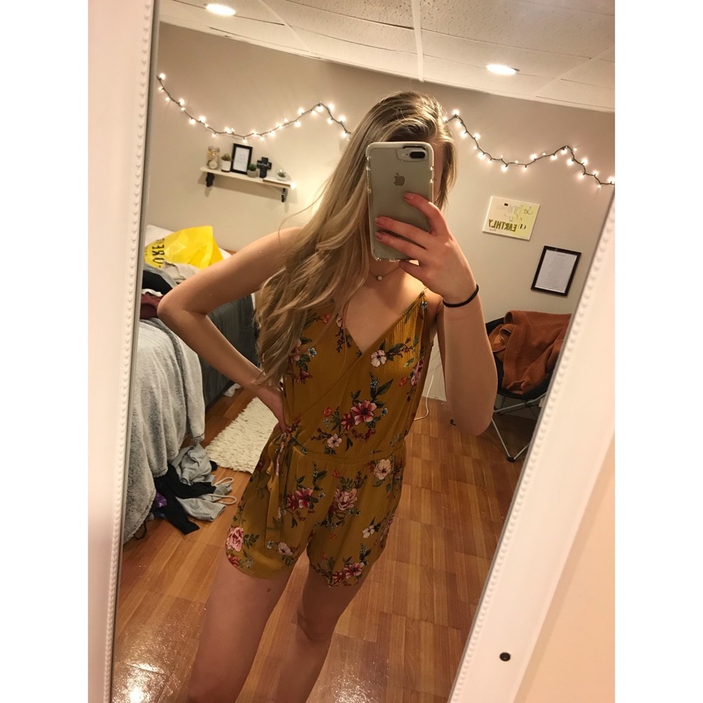 Cute Floral Surplice Romper